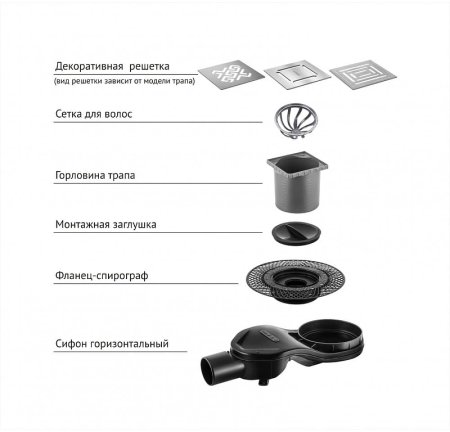 Душевой трап Berges Platz Antik 100x100 090160 с решеткой Хром матовый 