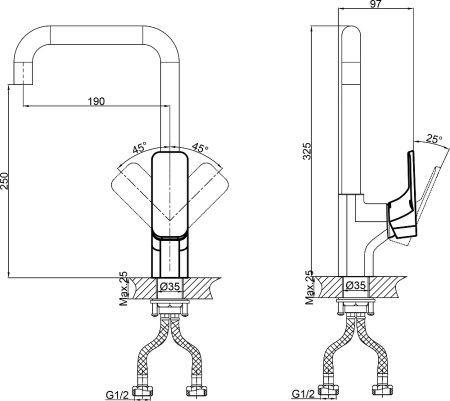 Смеситель D&K Berlin Touro DA1432483 для кухонной мойки, золото 