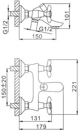Смеситель для ванны Frap H731 F32731-B Хром 