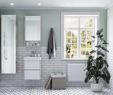 Зеркальный шкаф Aquaton Сканди 45 1A252002SDB20 Белый Дуб верона 