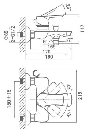 Смеситель D&K Reisling Rhein DA1273201 для ванны с душем 