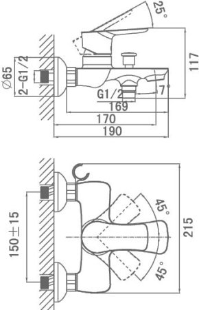 Смеситель D&K Reisling Rhein DA1273201 для ванны с душем 