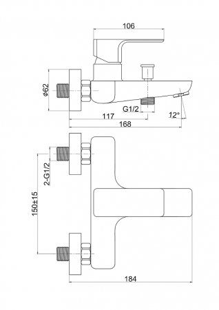 Смеситель для ванны Cersanit Geo 63040 Хром 