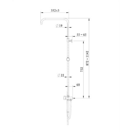 Душевая стойка Omnires Uni UN10042CR универсальная 