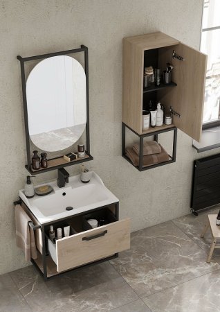 Тумба под раковину Aquaton Лофт Фабрик 65 1A242301LTDU0 подвесная Дуб эндгрейн 