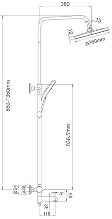 Душевая система Gappo G03-6 G2403-56 с термостатом Черная матовая Хром 