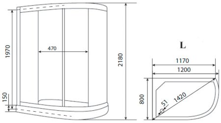 Душевая кабина Timo Eco TE-0702 P L 