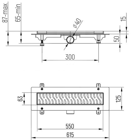 Душевой лоток Paini Harmony 550 CH550HN с решеткой Хром 