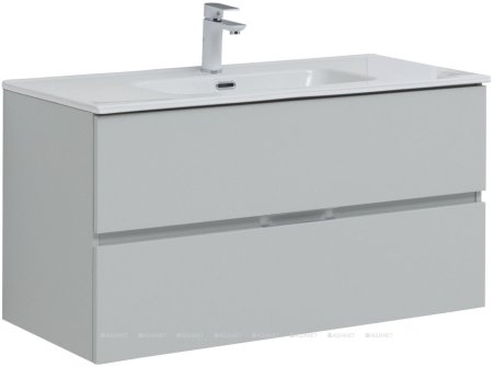 Тумба с раковиной Aquanet Алвита New 100 2 ящика, серый 