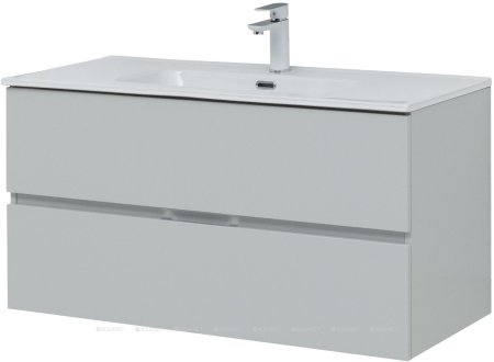 Тумба с раковиной Aquanet Алвита New 100 2 ящика, серый 