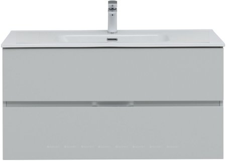 Тумба с раковиной Aquanet Алвита New 100 2 ящика, серый 