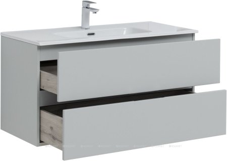 Тумба с раковиной Aquanet Алвита New 100 2 ящика, серый 