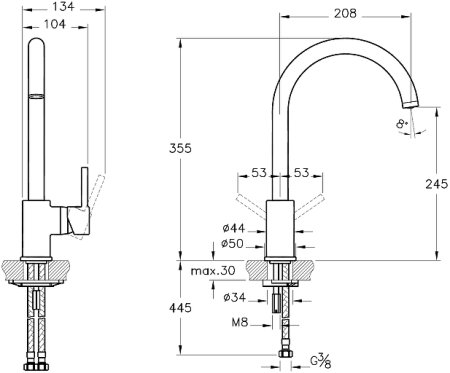 Смеситель для кухни Vitra Minimax S A4209134EXP Никель матовый 