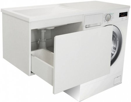 Тумба с раковиной Эстет Dallas Luxe 115 подвесная, 1 ящик, под стиральную машину, L 