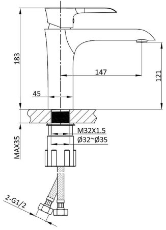 Смеситель для раковины Vincea Esse VBF-1E1MB Черный матовый 