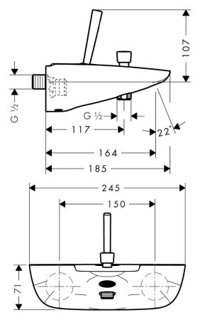 Смеситель Hansgrohe PuraVida 15472400 для ванны с душем 