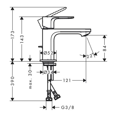 Смеситель Hansgrohe Rebris E 80 72550000 со сливным гарнитуром хром 
