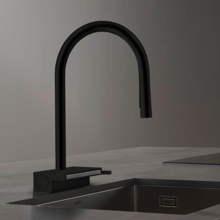 Смеситель Hansgrohe Aquno Select M81 73831670 для кухонной мойки, матовый черный 