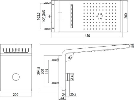 Верхний душ Bossini Syncro-Neb 3 Sprays I00590.030 хром 