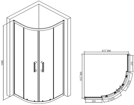 Душевой уголок Abber 90х90 AG01090B профиль Черный стекло прозрачное 
