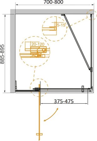Душевой уголок Cezares Slider AH 1 70/80 90 C Cr 