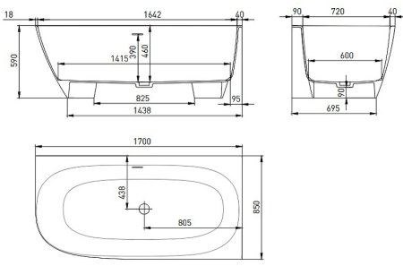 Ванна из искусственного камня Salini Sofia Corner Right 170х85 102524MRF покраска по RAL полностью матовая 