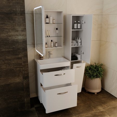 Зеркальный шкаф Style Line Каре 55 L СС-00002373 с подсветкой Белый 