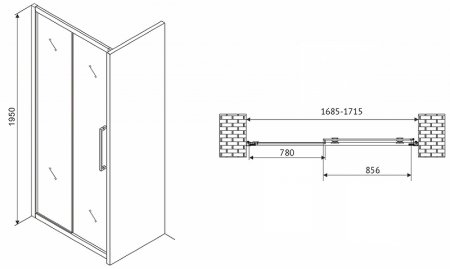Душевая дверь Abber Schwarzer Diamant 170 AG30170H профиль Хром стекло прозрачное 