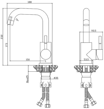 Смеситель для кухни Olive's Balear 13105BLB Черный матовый 