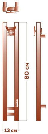 Полотенцесушитель электрический (I-образный) Bauedge Stella Square DB-0084, 13x80 см 