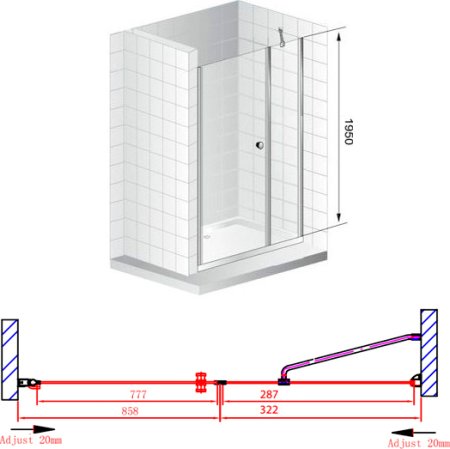 Душевая дверь в нишу Cezares Elena W B11 30/90 P Cr L 