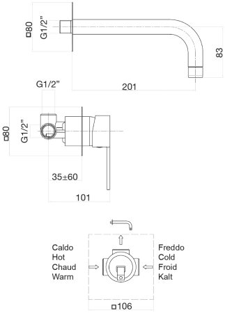 Смеситель для раковины Fiore KATANA 77CR7527, хром 