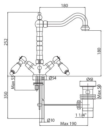 Смеситель Cezares Diamond DIAMOND-LS2-01-Sw для раковины 