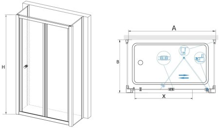 Душевой уголок RGW CL-41 P (CL-21 + 2Z-12) 900x800 