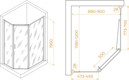 Душевой уголок RGW PA-86 900x1200 