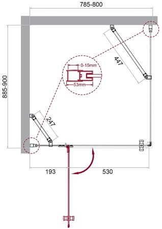 Душевой уголок BelBagno Kraft 80х90 KRAFT-AH-12-80/90-C-Cr-L профиль Хром стекло прозрачное 
