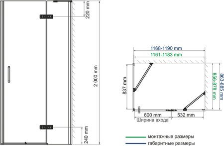 Душевой уголок WasserKRAFT Aller 10H07RB black matt, 120x90 см 