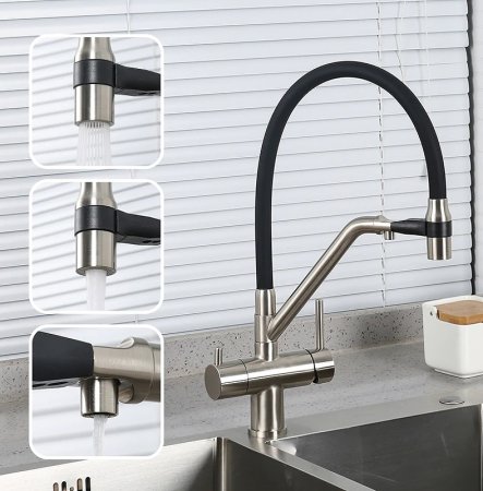 Смеситель для кухни Gappo G4398-85 Сатин Черный 