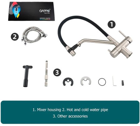 Смеситель для кухни Gappo G4398-85 Сатин Черный 