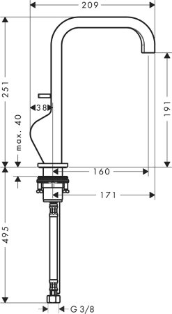 Смеситель Axor Citterio 39034310 для раковины, шлифованное красное золото 