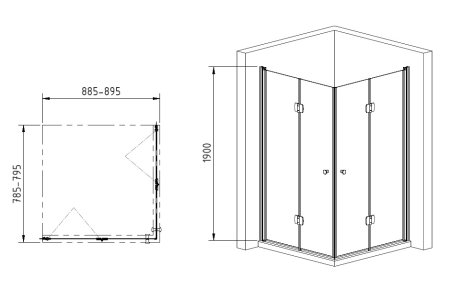 Душевой уголок Gemy Dutch Windmill S37193C-S37193B 