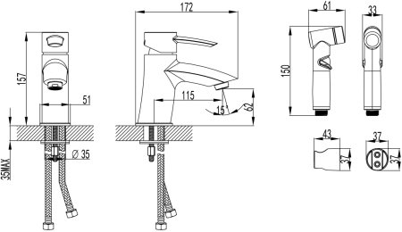 Смеситель Lemark Atlantiss для раковины и биде (LM3216C) 