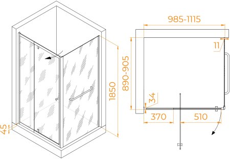 Душевой уголок RGW PA-44-1 (PA-02 + Z-060-1) 1000x900 