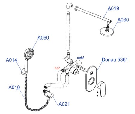 Душевой комплект WasserKRAFT A14030 хром 