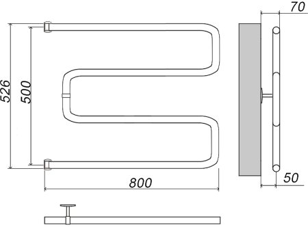 Водяной полотенцесушитель Grota Kamelo 500х800 Хром 