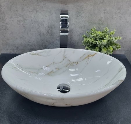 Раковина-чаша CeramaLux 50 D1147-505(340) Белый мрамор 