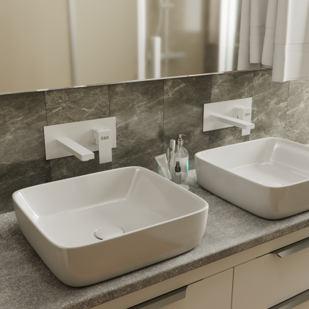 Смеситель для раковины DK встраиваемый настенный матовый белый Bayern.Liszt (DA1514408) 