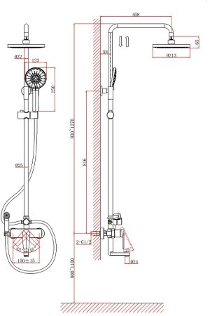 Душевая система D&K Bayern Furth DA1524701B18 Хром 