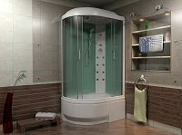 Душевая кабина Bas Фиджи (белая стенка, рифленое стекло)