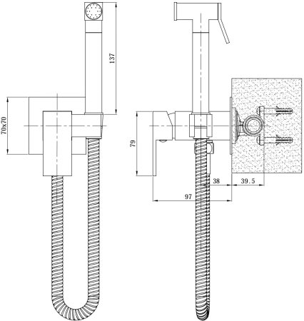 Смеситель ESKO Samara" скрытого монтажа с гигиеническим душем (SMHSMR)" 